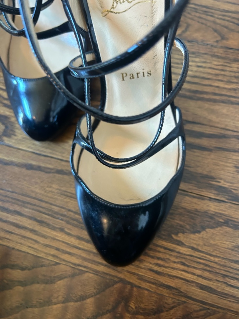 Christian louboutin Crossflika Black Strap Pumps Size 39 Patent  100% Auth - Picture 5 of 10